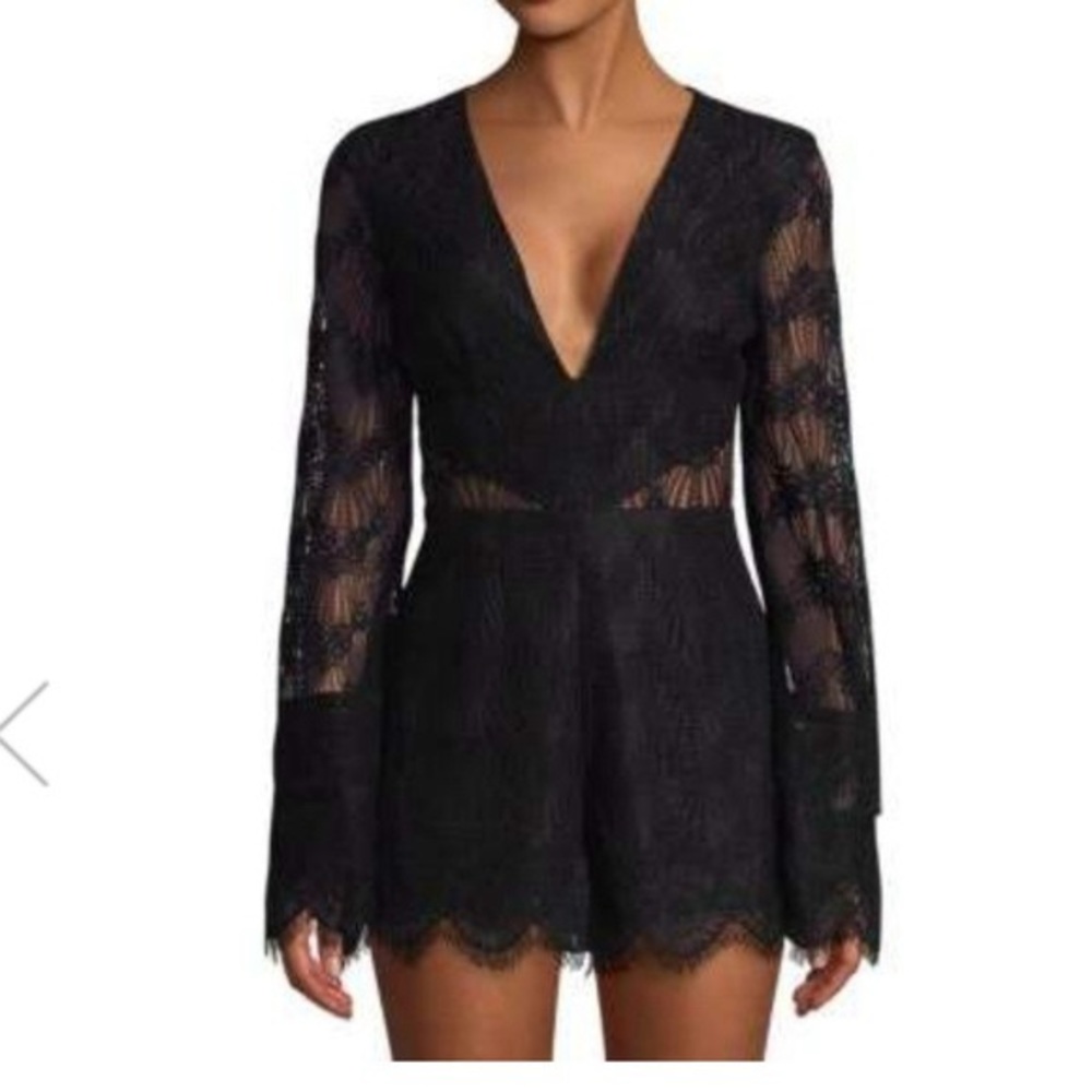 Keepsake The Label Sz Medium Zipper‎ Black Lace Romper